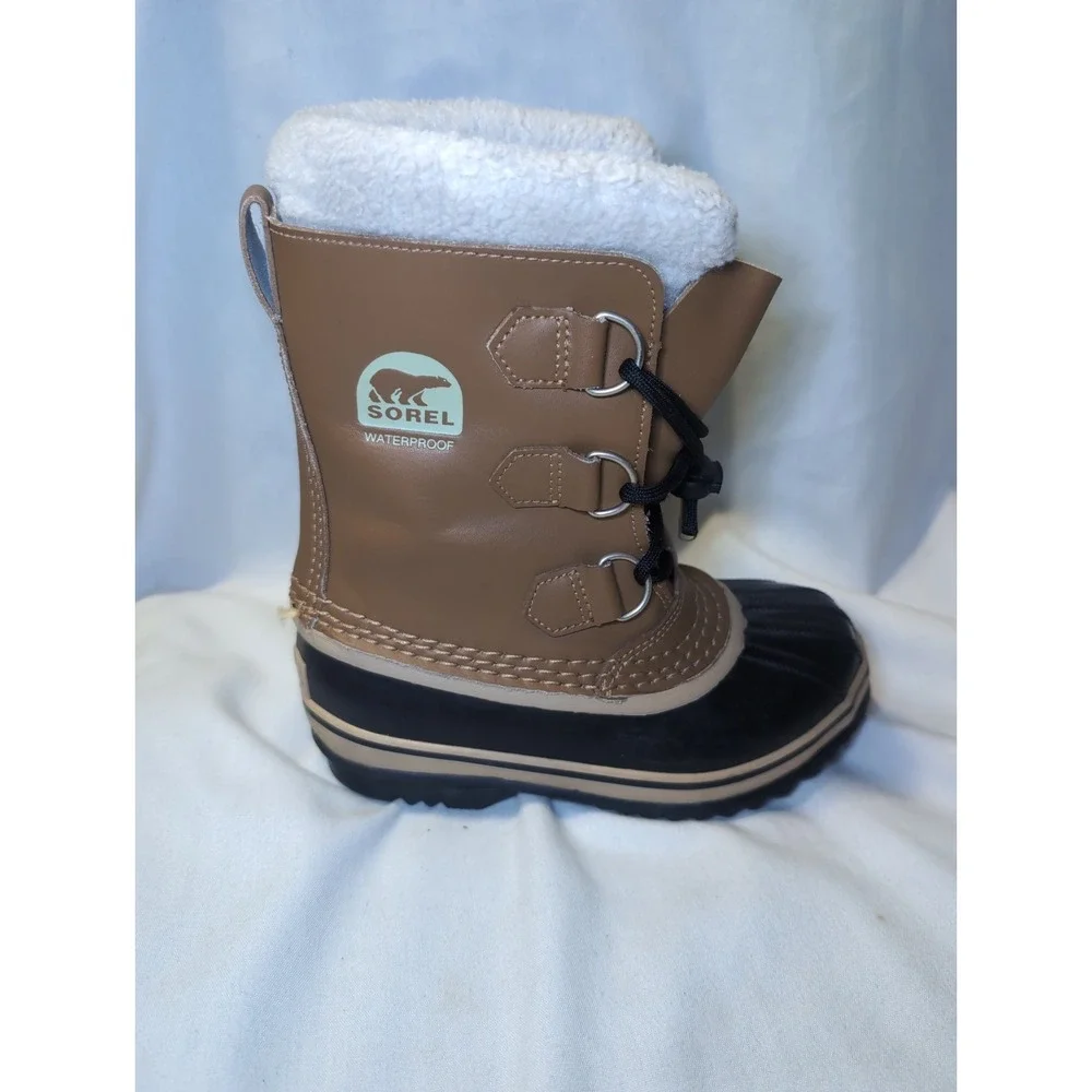 Sorel Little Kids Youth Size 1 Brown Black Waterproof Insulated Snow Boots